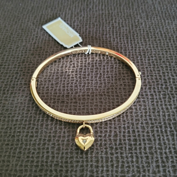 ✨️HP✨️ Michael Kors Dangling Gold💛 Heart Bangle Bracelet - NIB - Picture 12 of 16